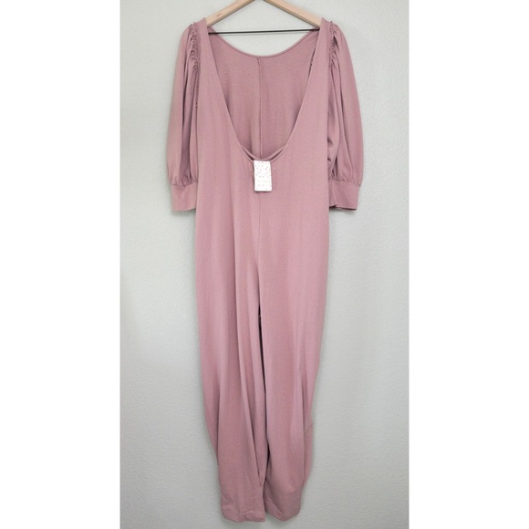 NWT FP Beach Jackie One Piece Jumpsuit M Smoked Roses Jumper Puff Sleeve - Picture 11 of 14